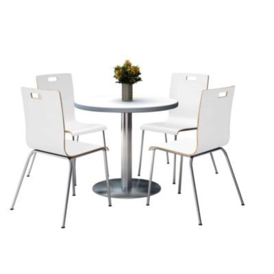 TABLE,CL, 4 CHAIRS,WHT